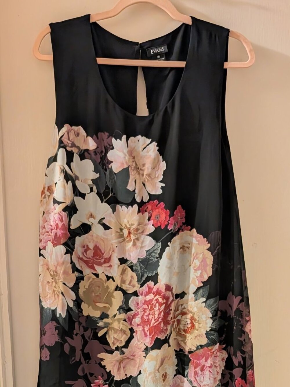 Formal Evans Jumpsuit Sheer Floral Overlay Sleeveless Keyhole Back Stretchy Size